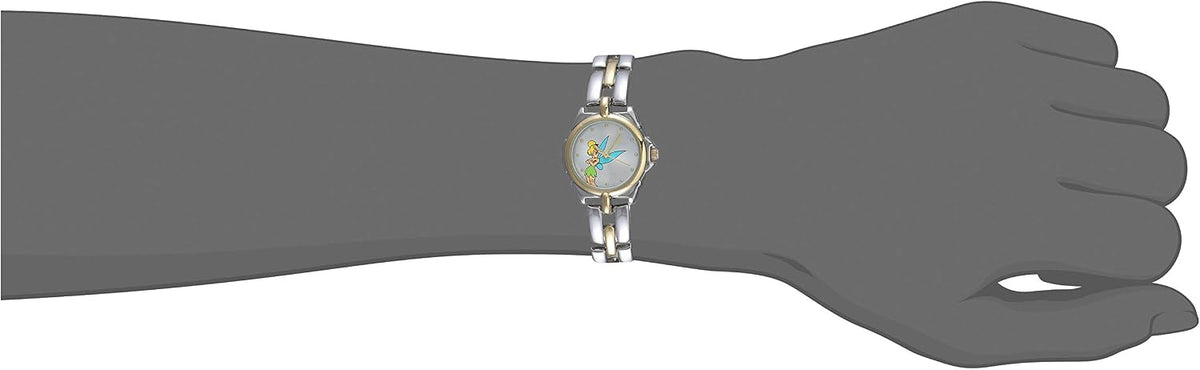 Disney Tinker Bell - Reloj para niños con pulsera de metal plateado...