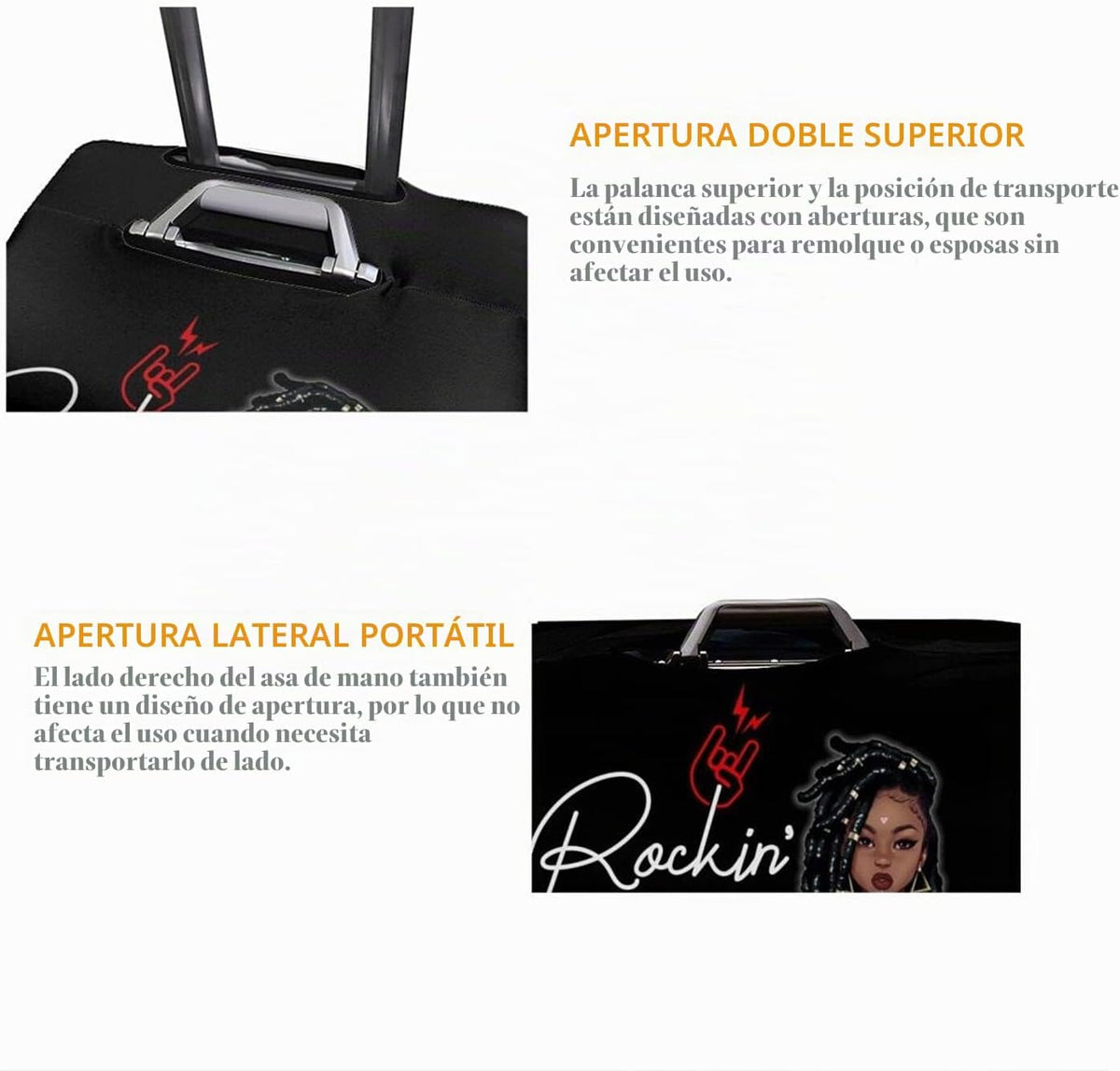 Hepmant Protector de maleta de viaje para mujer afroamericana, elás...