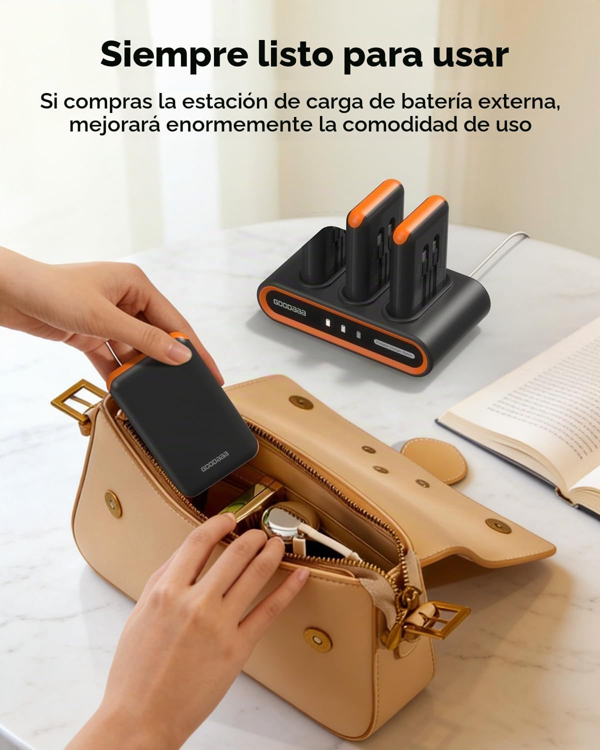 GOODaaa Cargador portátil, banco de energía de 10000 mAh, cables in...