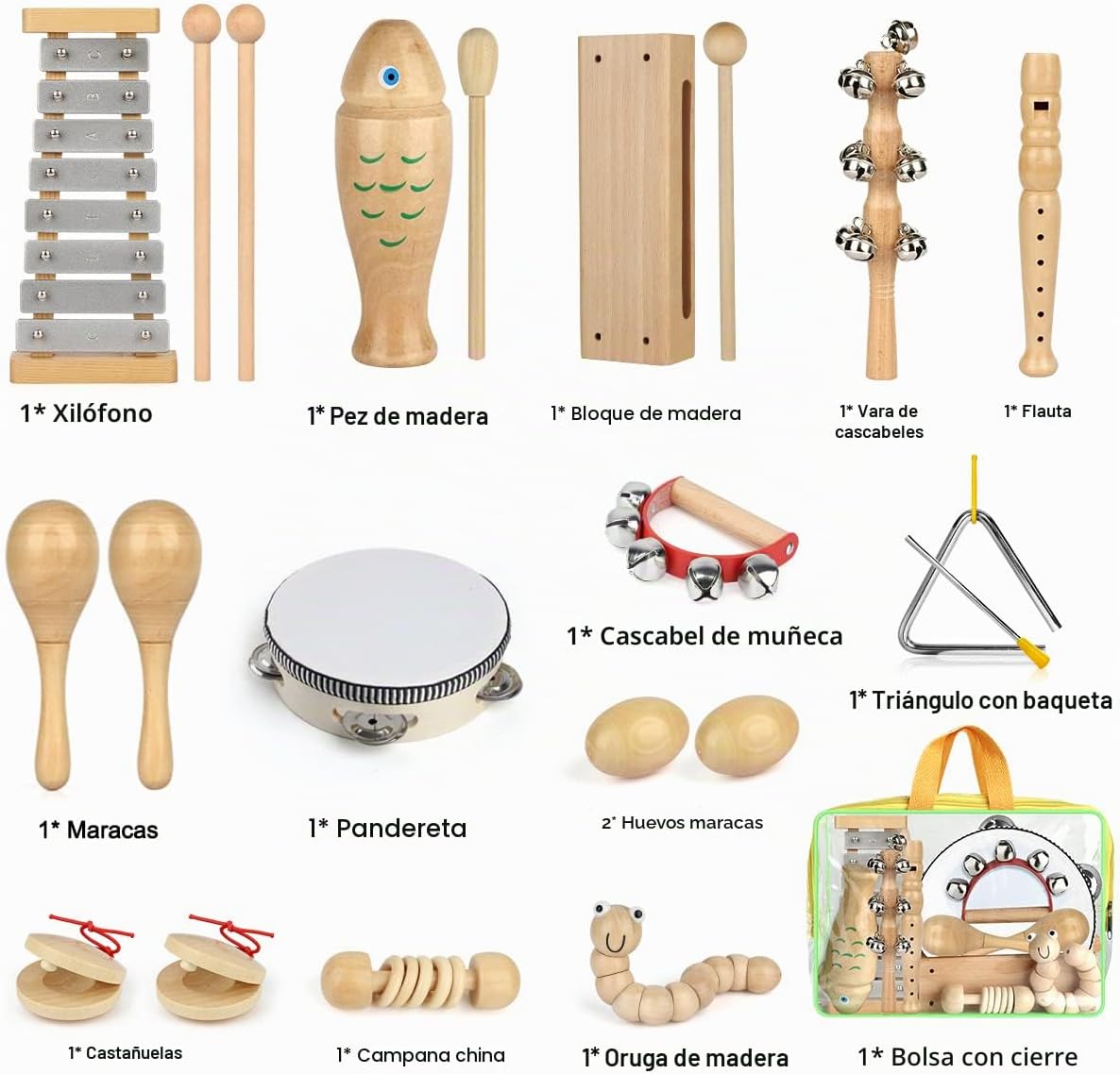 Instrumentos musicales para niños, juegos de juguetes de percusión...