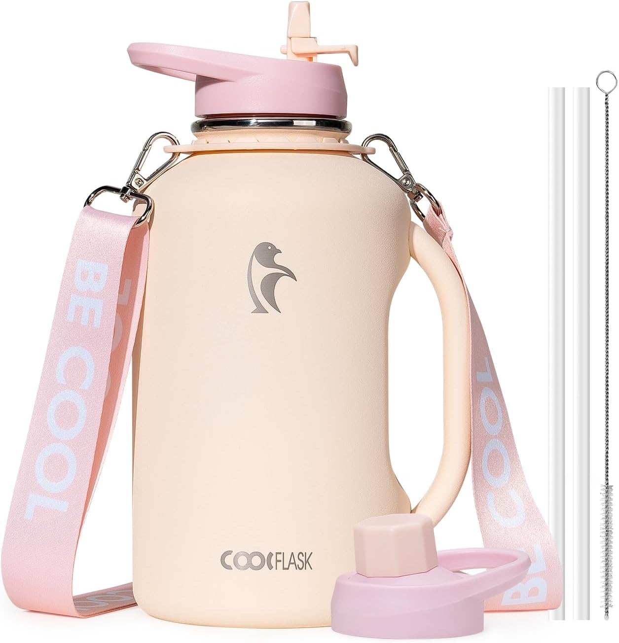 Coolflask - Jarra de agua de 64 onzas con asa, botella de agua aisl...