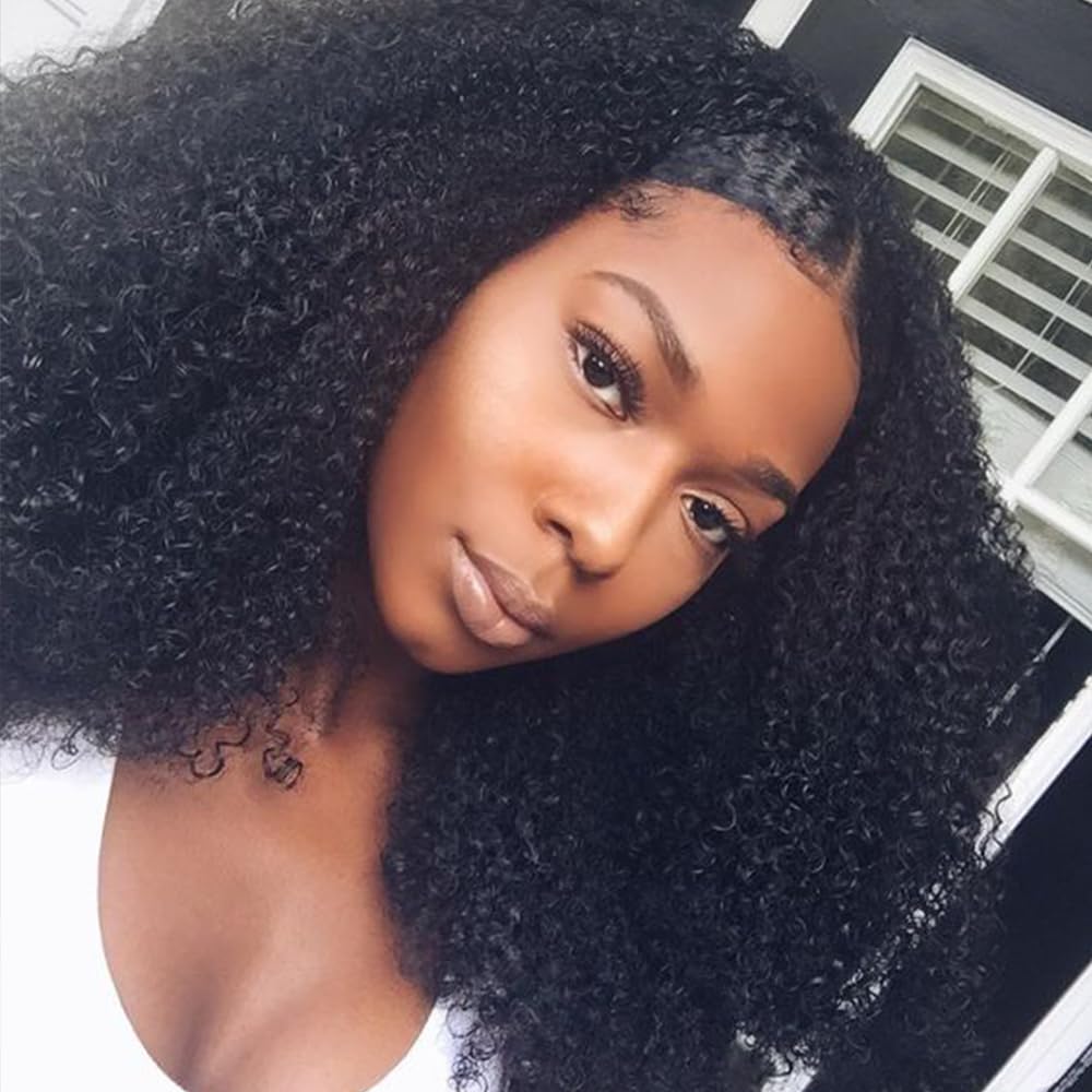 zigzag hair Pelucas de cabello humano rizado afro con encaje fronta...