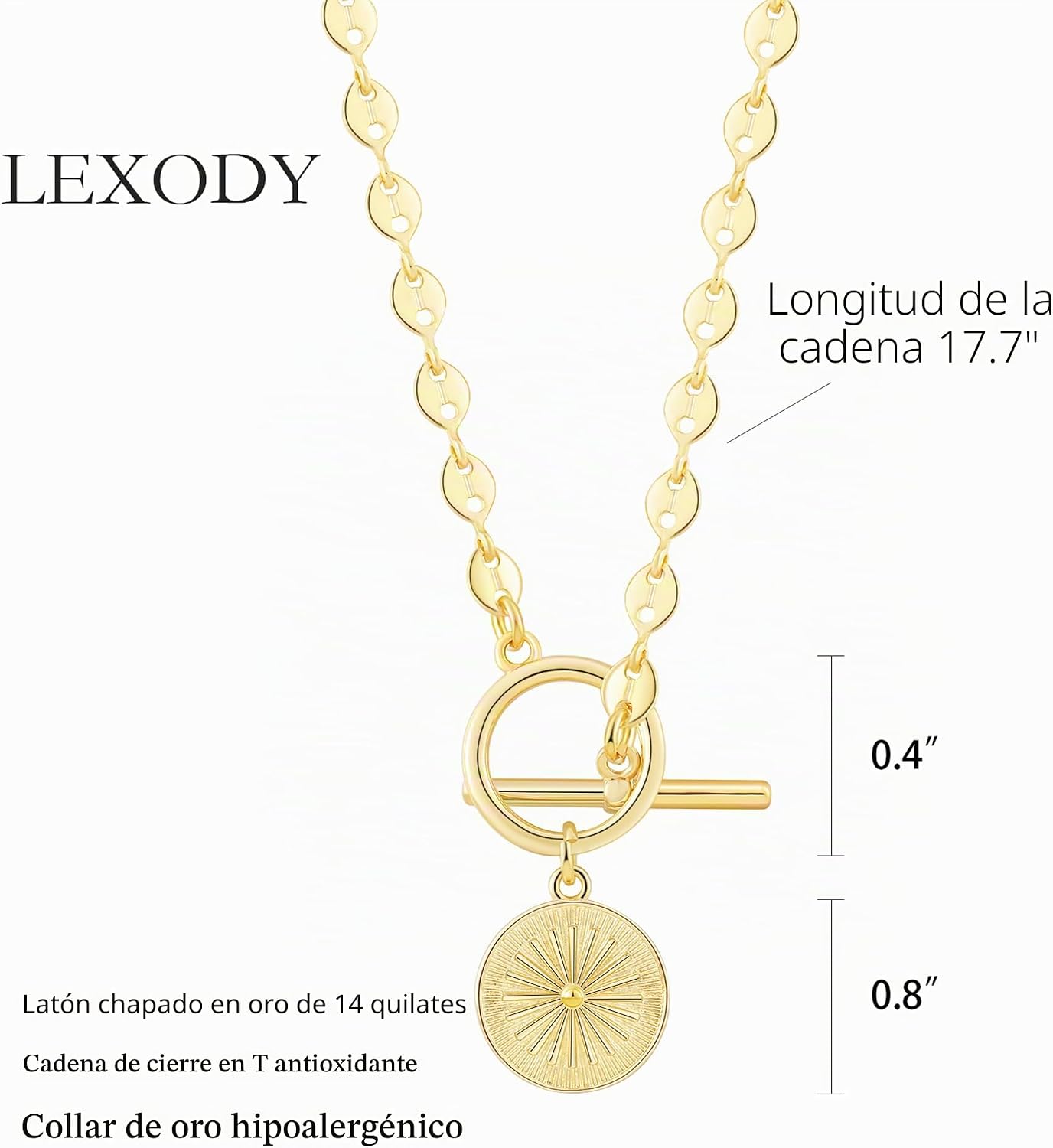 LEXODY Collar de oro grueso para mujer, simple chapado en oro de 14...