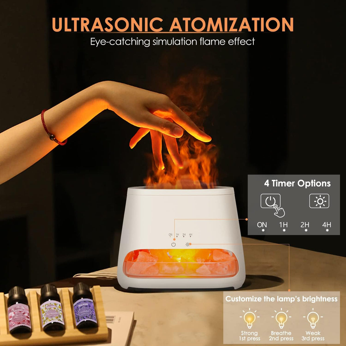 SALKING Lámpara de sal del Himalaya 2 en 1 y difusor ultrasónico de...