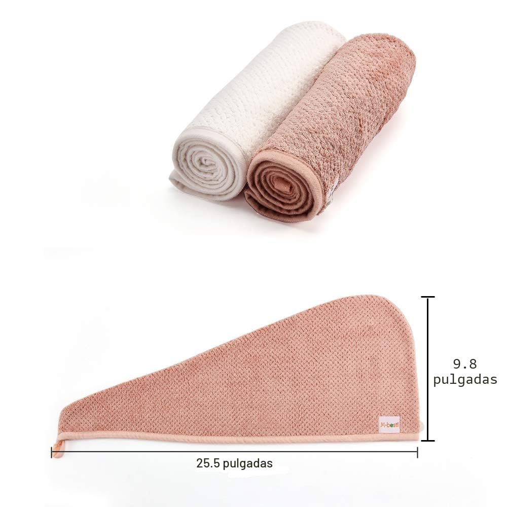 M-bestl Paquete de 2 toallas de pelo de microfibra, toalla de secad...