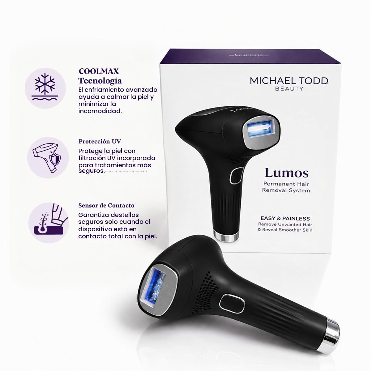 Michael Todd Beauty LUMOS Laser IPL Dispositivo de depilación para...
