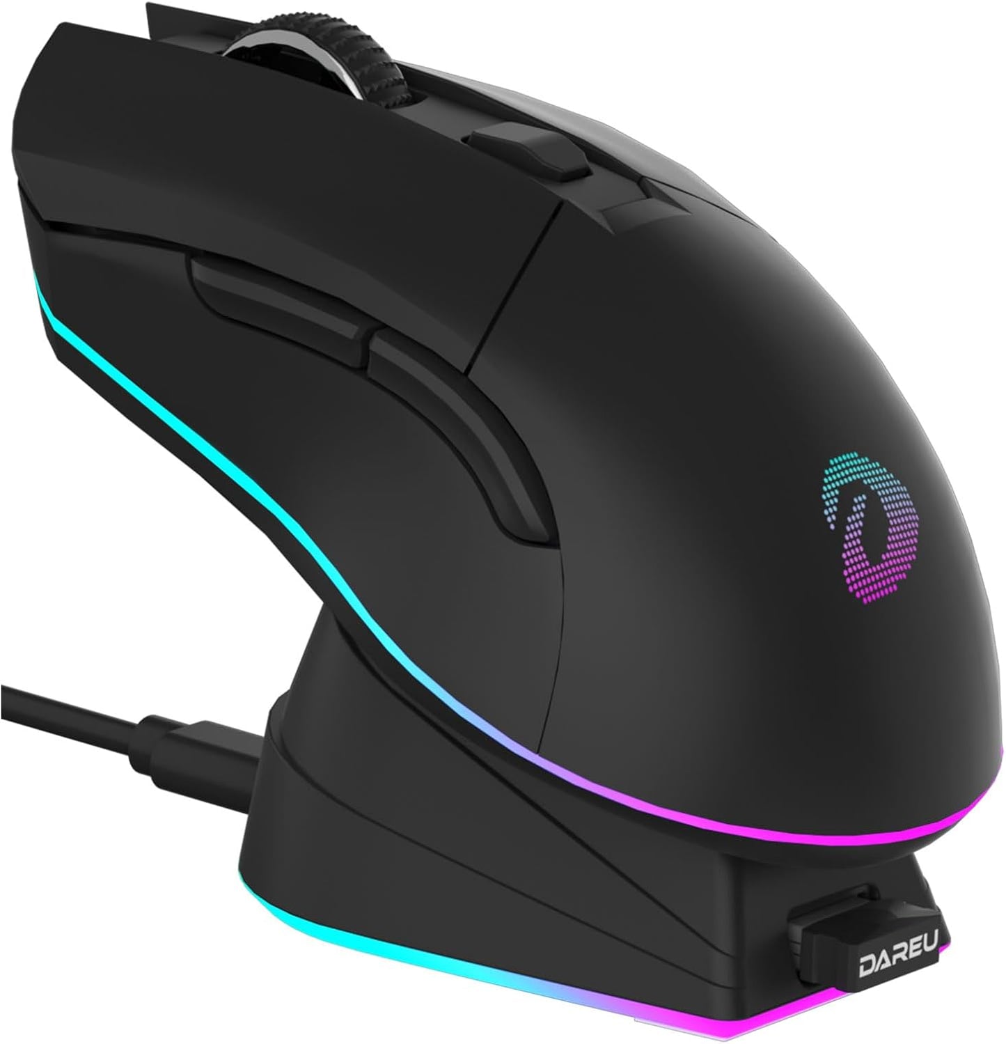 DAREU EM901X - Mouse inalámbrico para juegos con base de carga RGB...