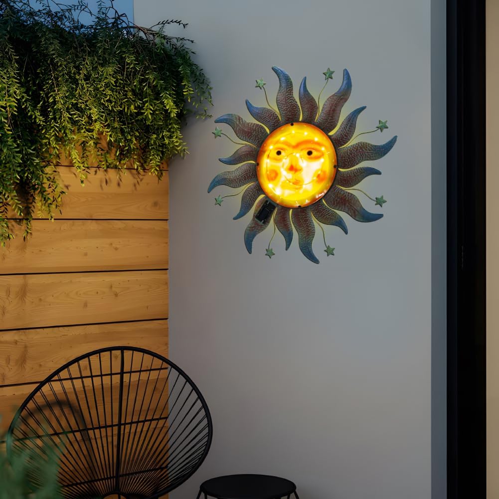 dreamskip Decoración de pared solar solar de metal de 30 pulgadas,...