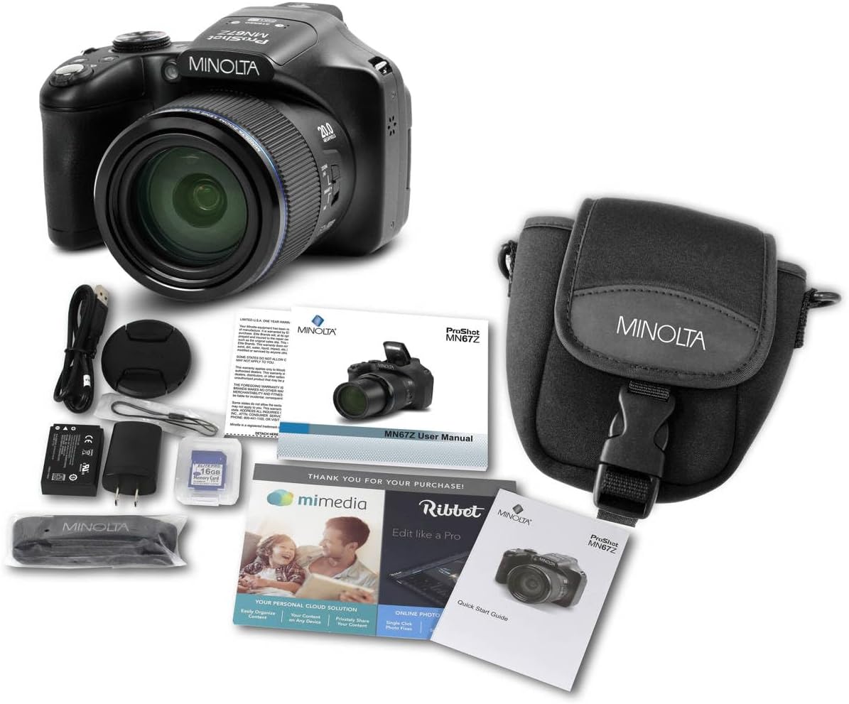 Minolta MN67Z Pro Shot Cámara de 20MP, zoom 67X, vídeo HD 1080p (ne...
