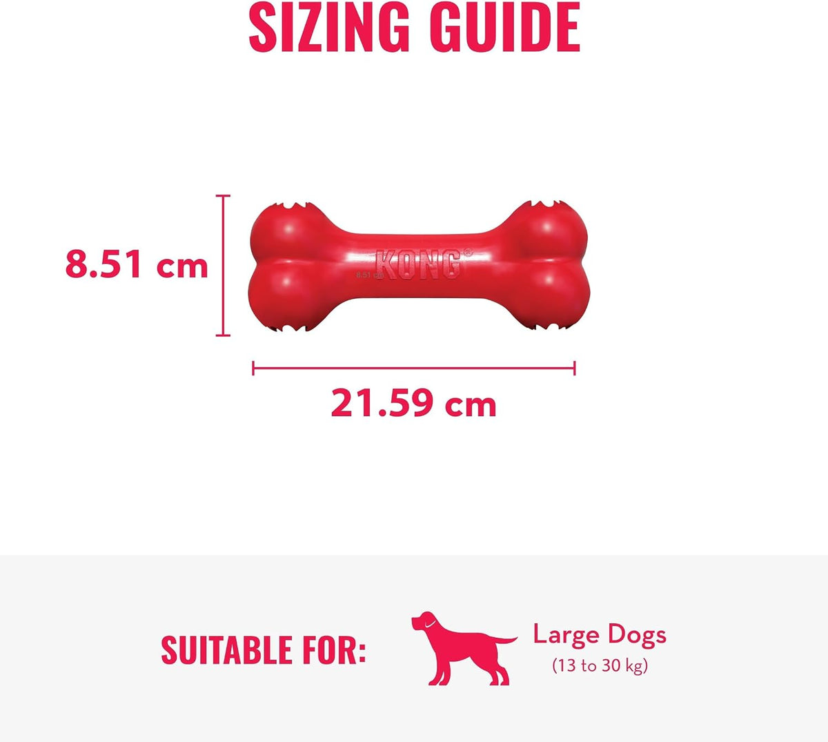 KONG Goodie Bone - Hueso de perro clásico de goma natural duradero,...