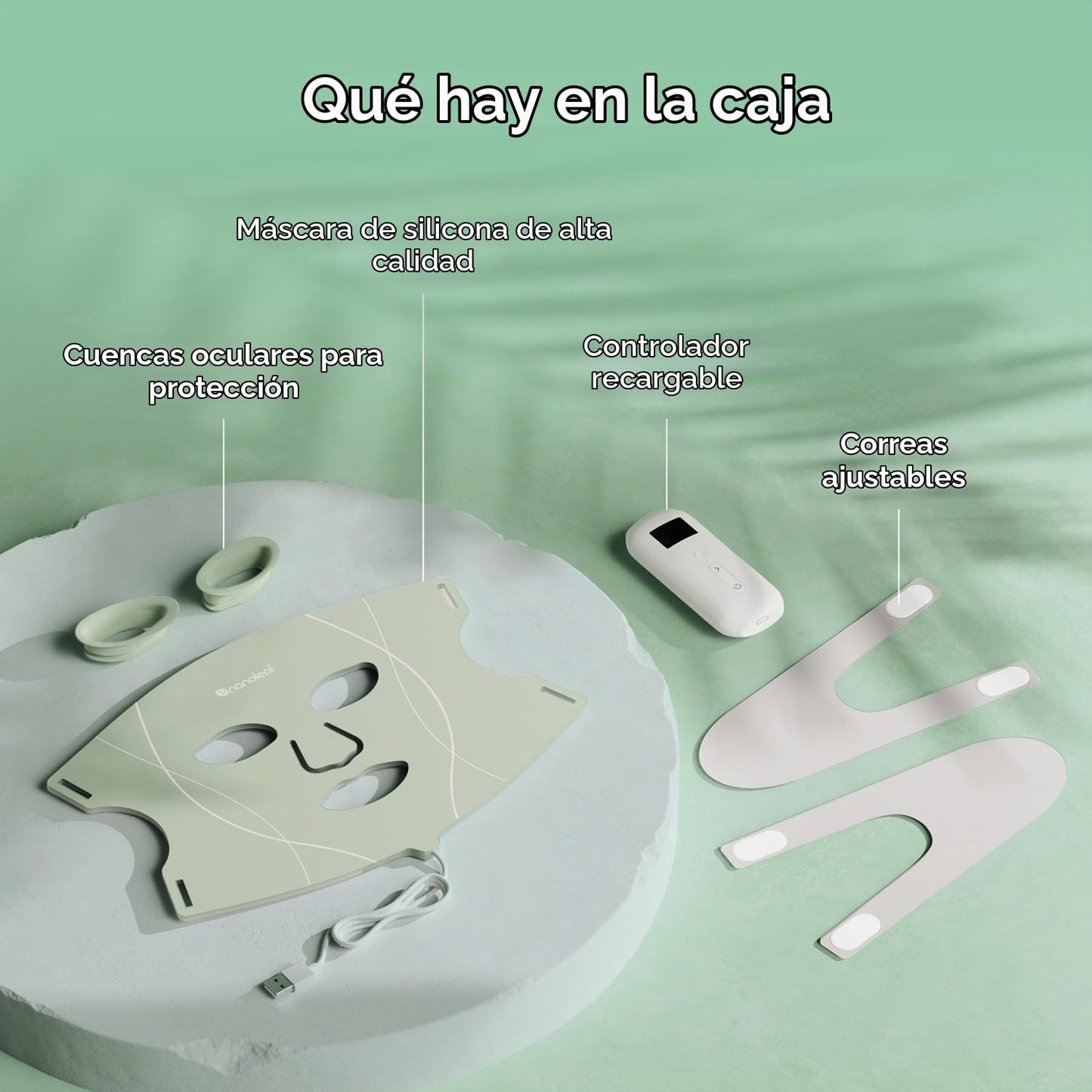 Nanoleaf Máscara facial LED aprobada por la FDA con 7 modos de tera...