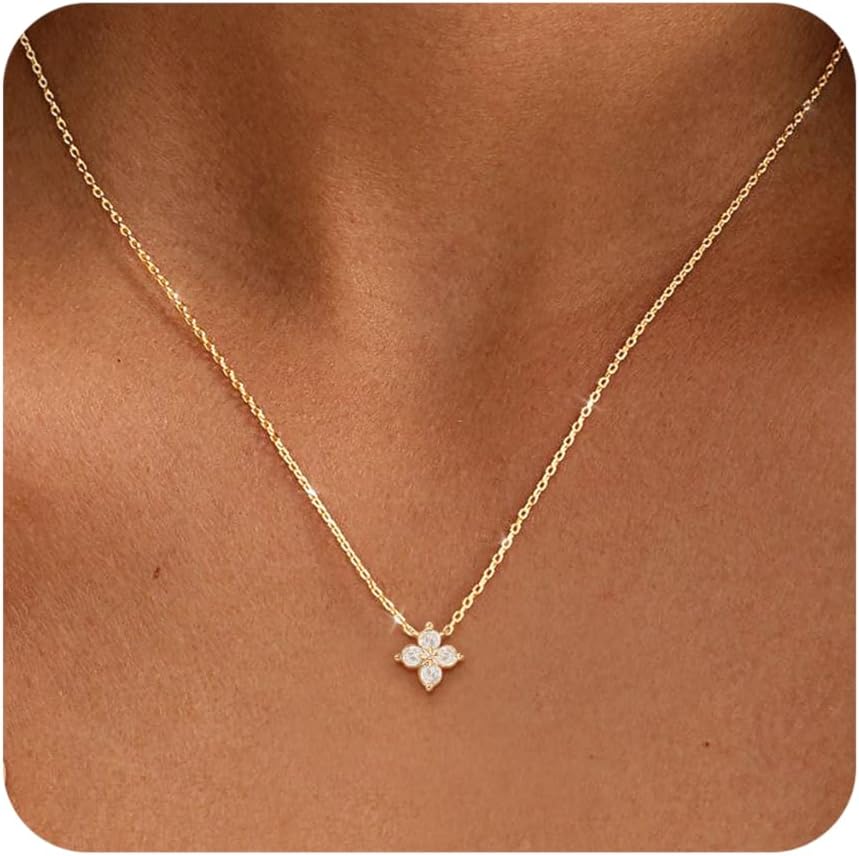 ZHESHY Collares de oro con piedra natal para mujer, delicados y no...