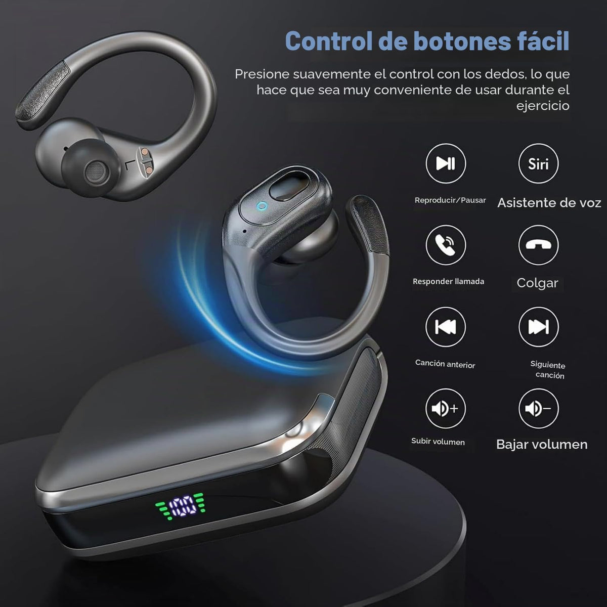 sajawass Auriculares inalámbricos, auriculares Bluetooth deportivos...