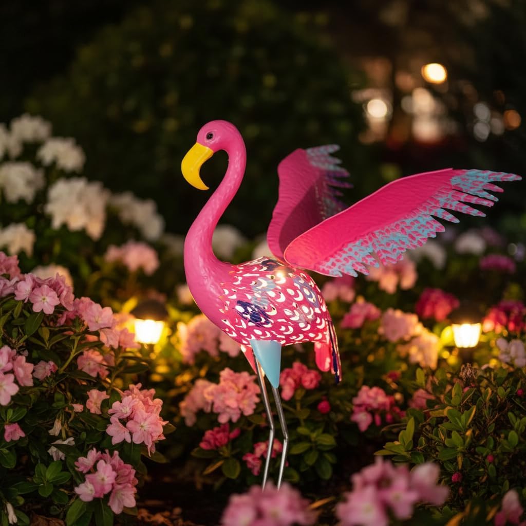 ViteenLight Estatuas de flamenco de metal de 42 pulgadas para exter...