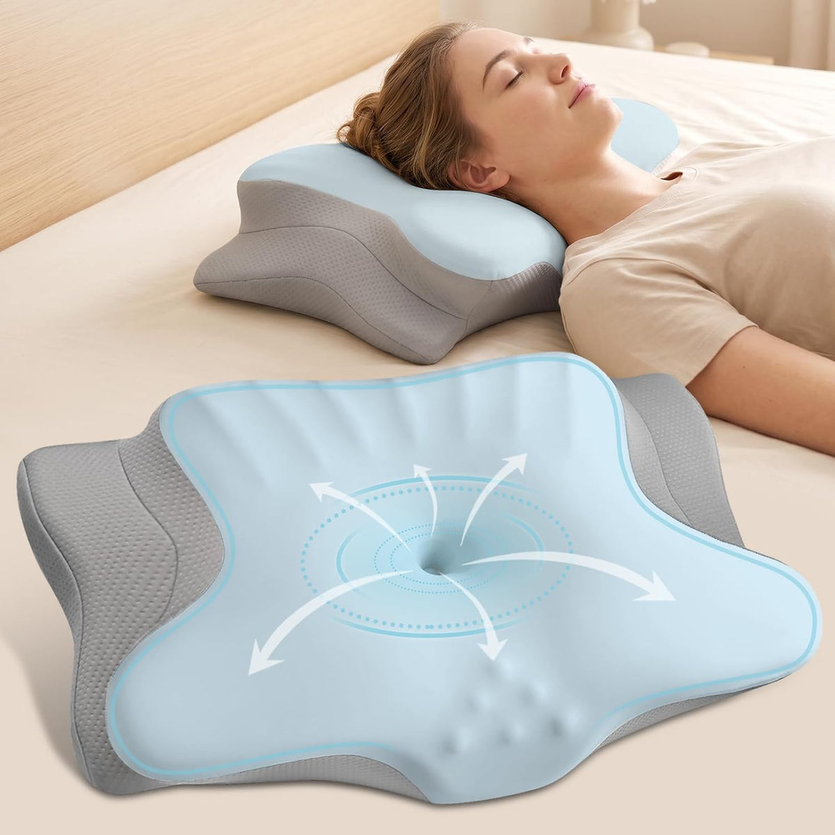 Ylekto Almohada cervical para el cuello para aliviar el dolor, almo...