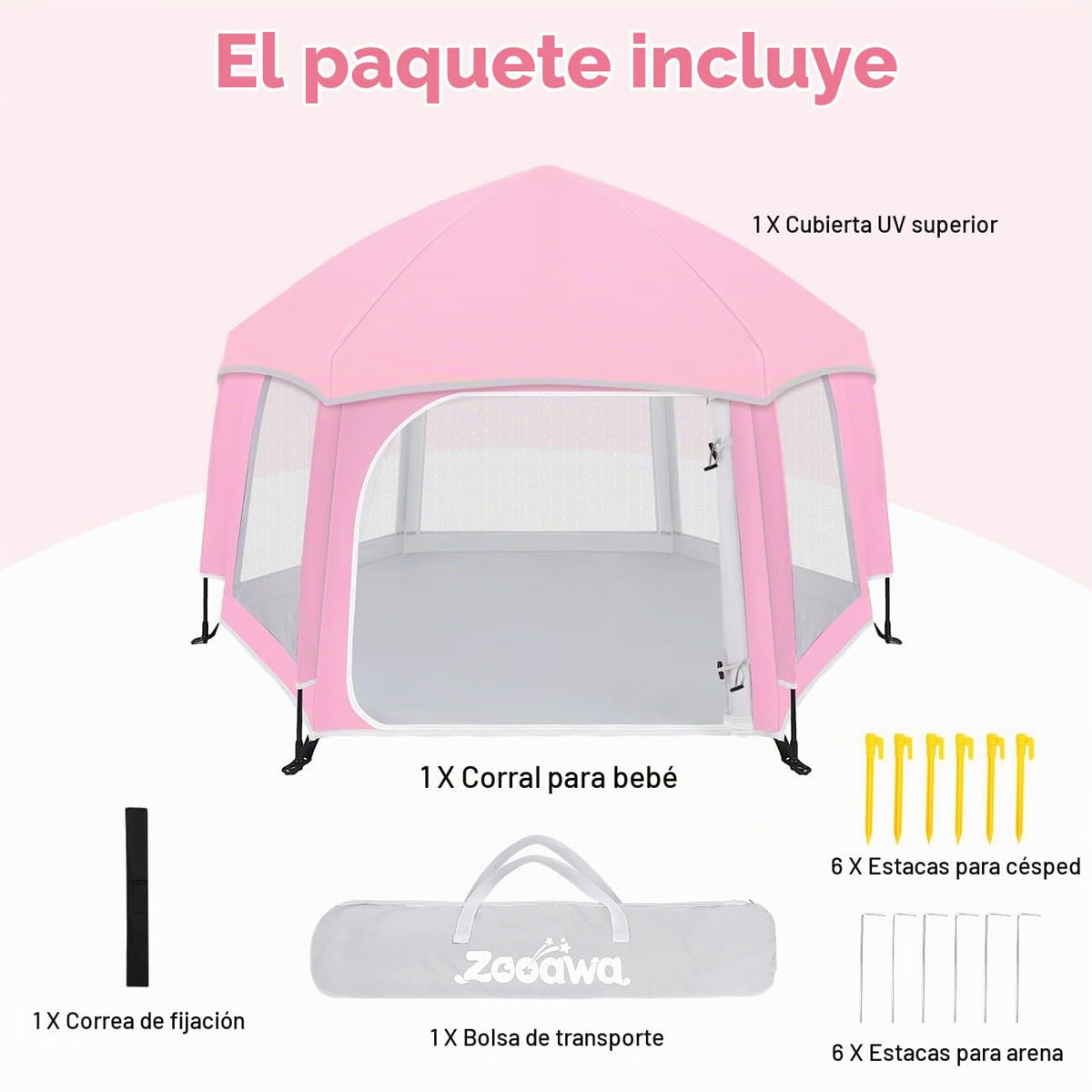 Zooawa Corralito desplegable para bebés, corralito portátil para be...