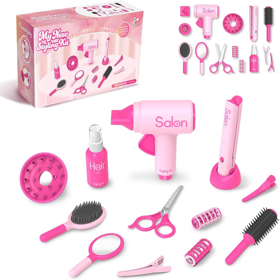 Juego de maquillaje de tocador de peluquería para niñas, regalos de...