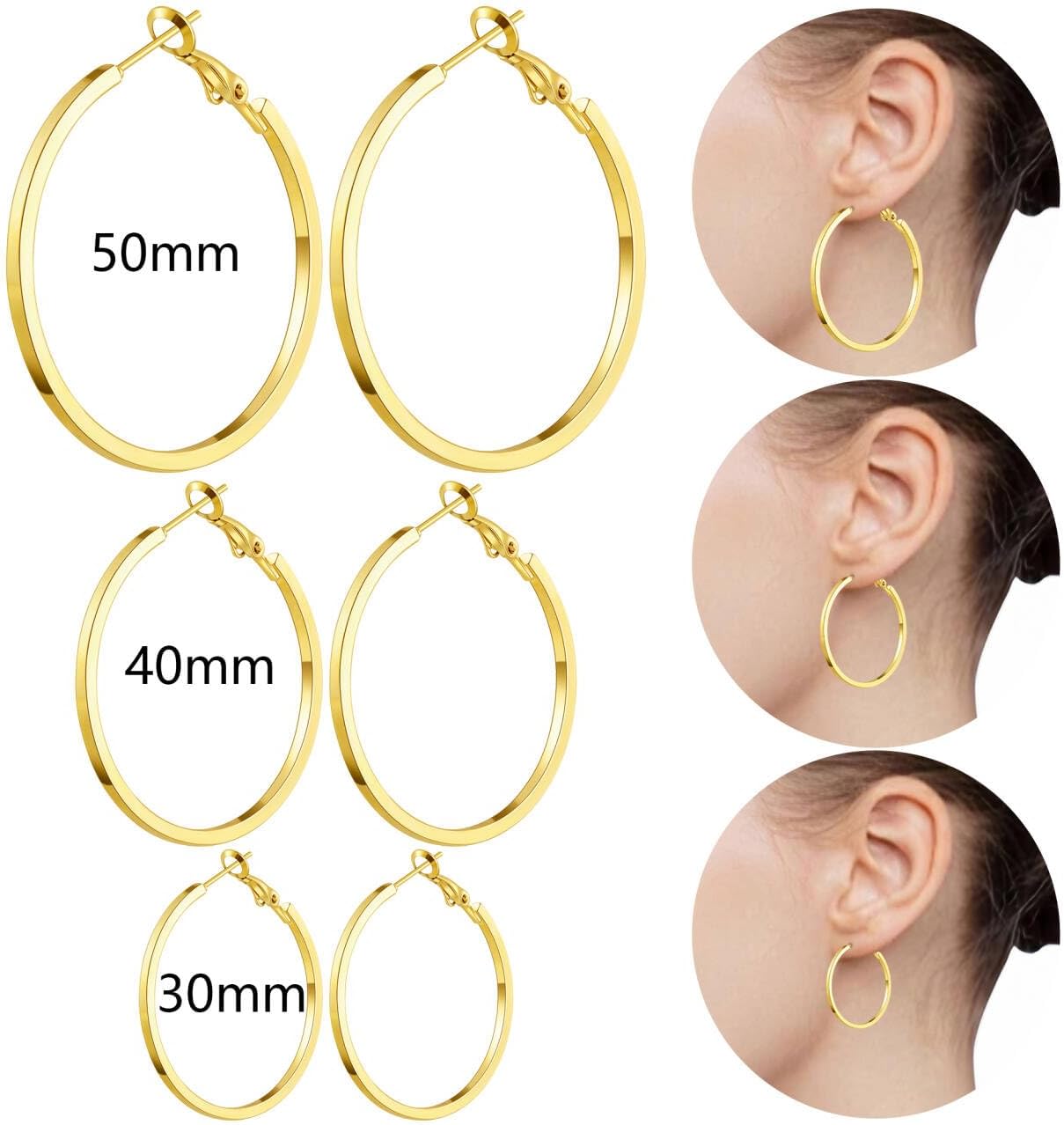 5\/12 Pares Pendientes de Aro Chapados en Oro y Plata para Mujer, J...