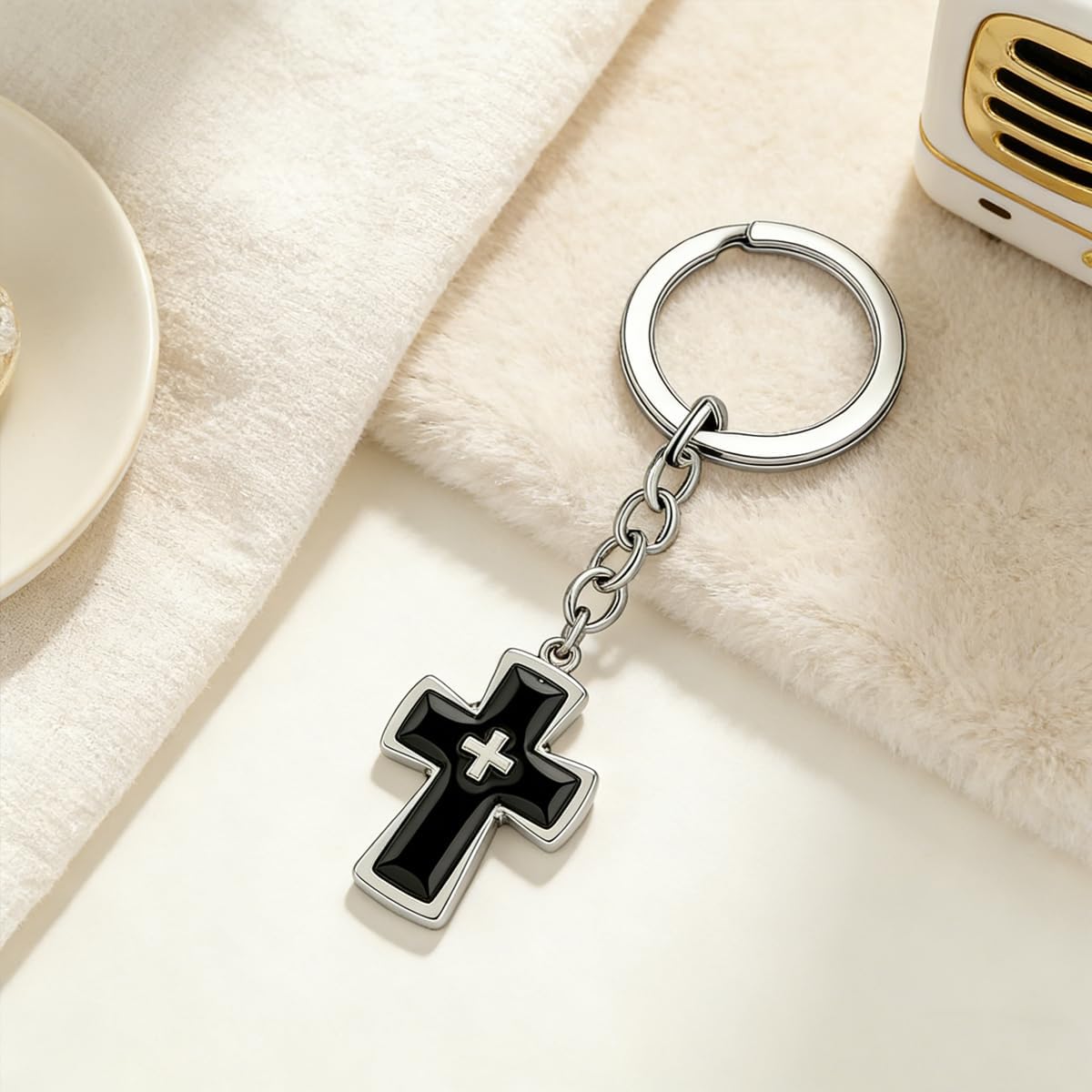 Rikhiua Llavero de cruz con corazón, regalo religioso cristiano de...