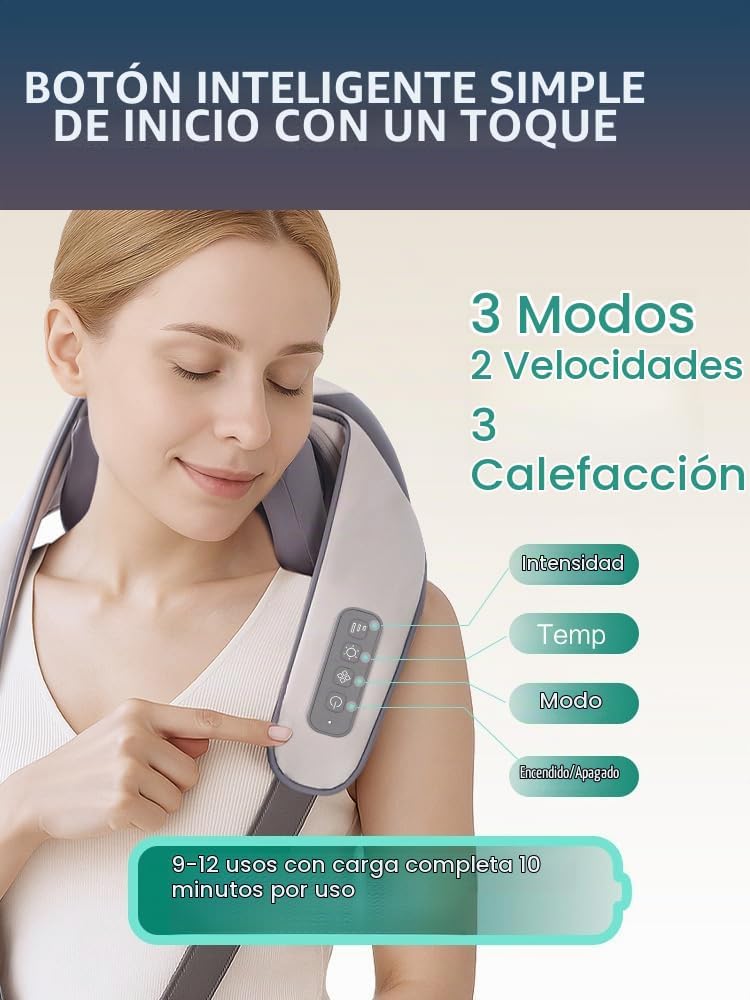 OSMING Masajeador inalámbrico de cuello y hombros con calor, Shiats...