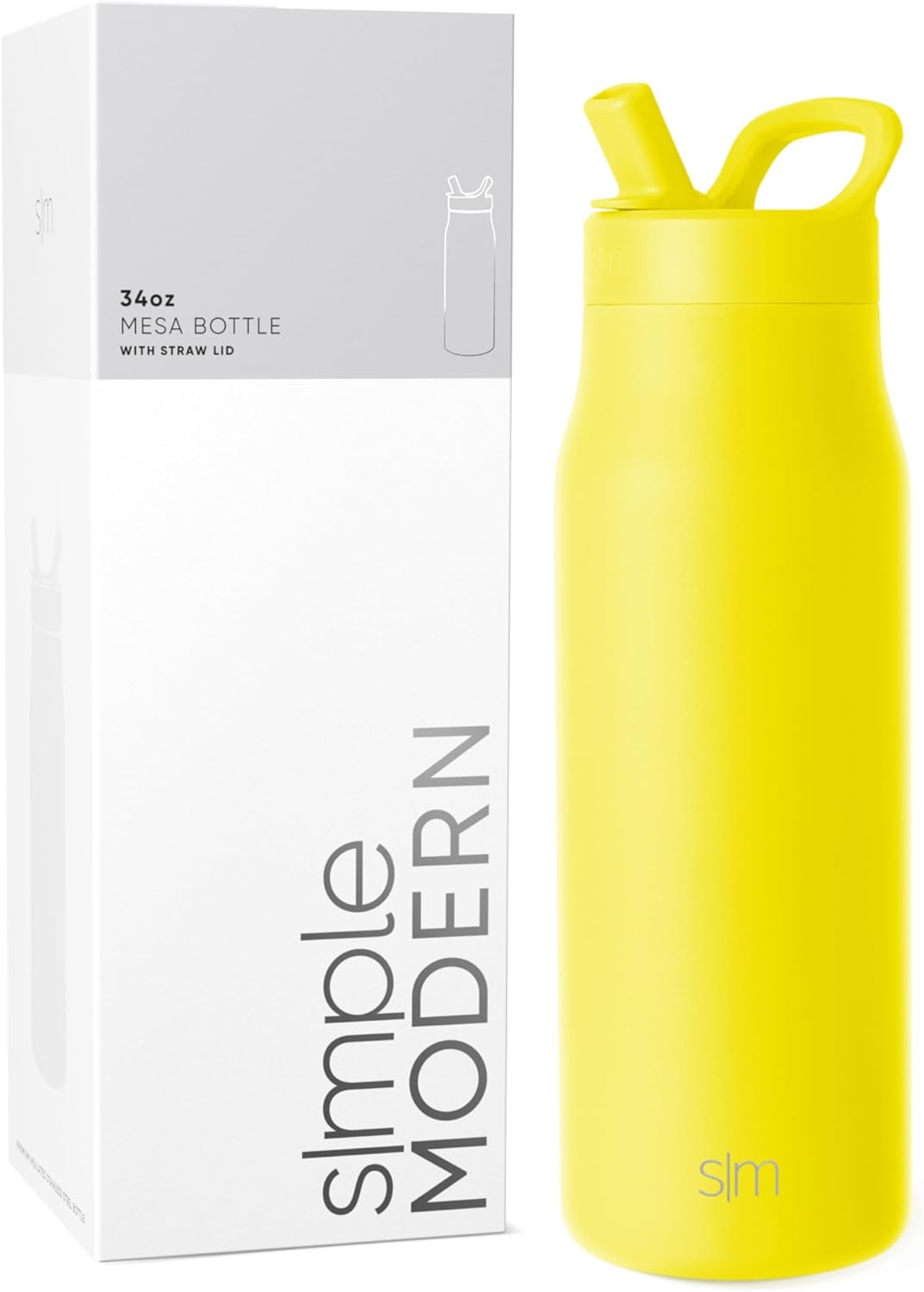 Simple Modern botella de agua con tapa con pajita | Termo de acero...