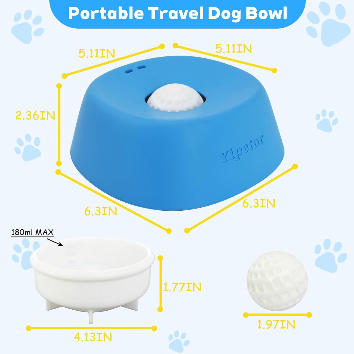 Yipetor - Cuenco para lamer perro, bola enrollada en alimentador le...