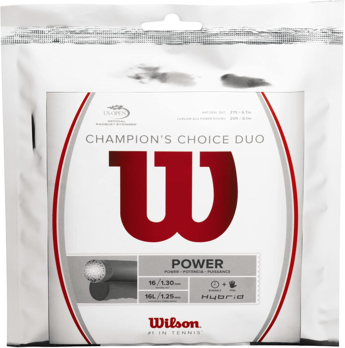 Wilson Champion's Choice Duo - Juego de cuerdas de tenis, gris\...
