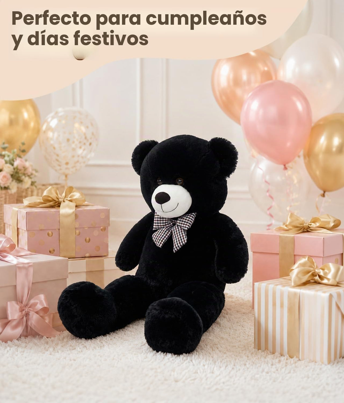 MaoGoLan Oso de peluche negro de 39 pulgadas, regalo de felpa espon...