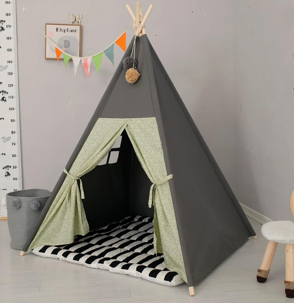 TreeBud Tienda de campaña tipo tipi para niños, alfombra acolchada...