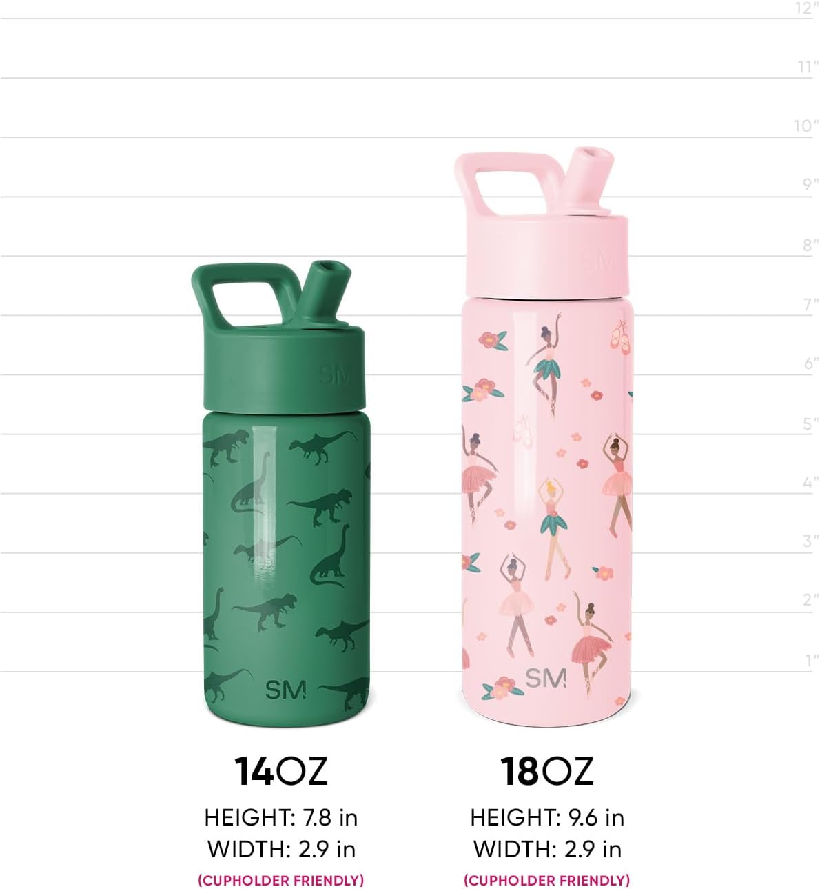 Simple Modern - Botella de agua para niños Summit con tapa con paji...