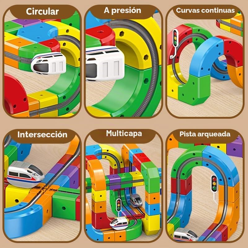 Juego de pistas de tren magnéticas, pistas 3D eléctricas que desafí...