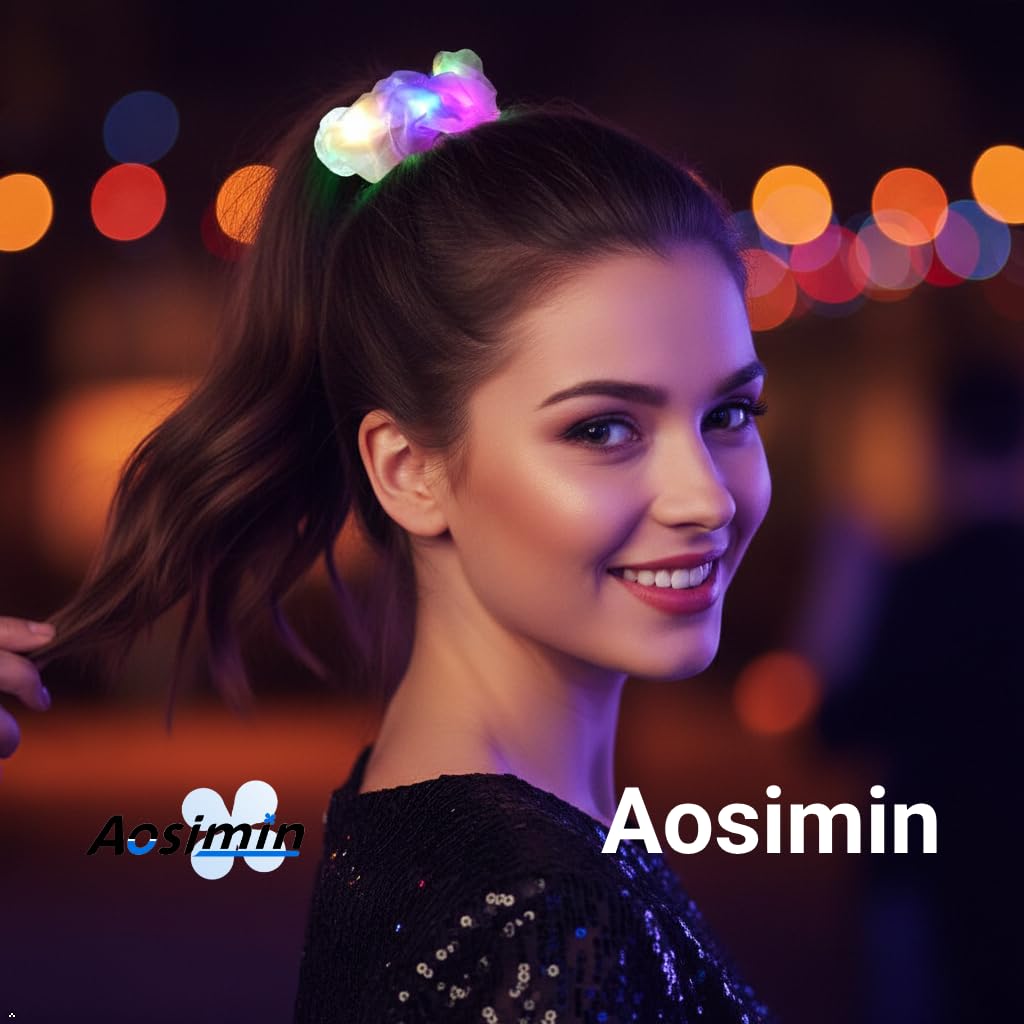 Aosimin 36 ligas de tela con luz LED, doble capa de tela para niñas...