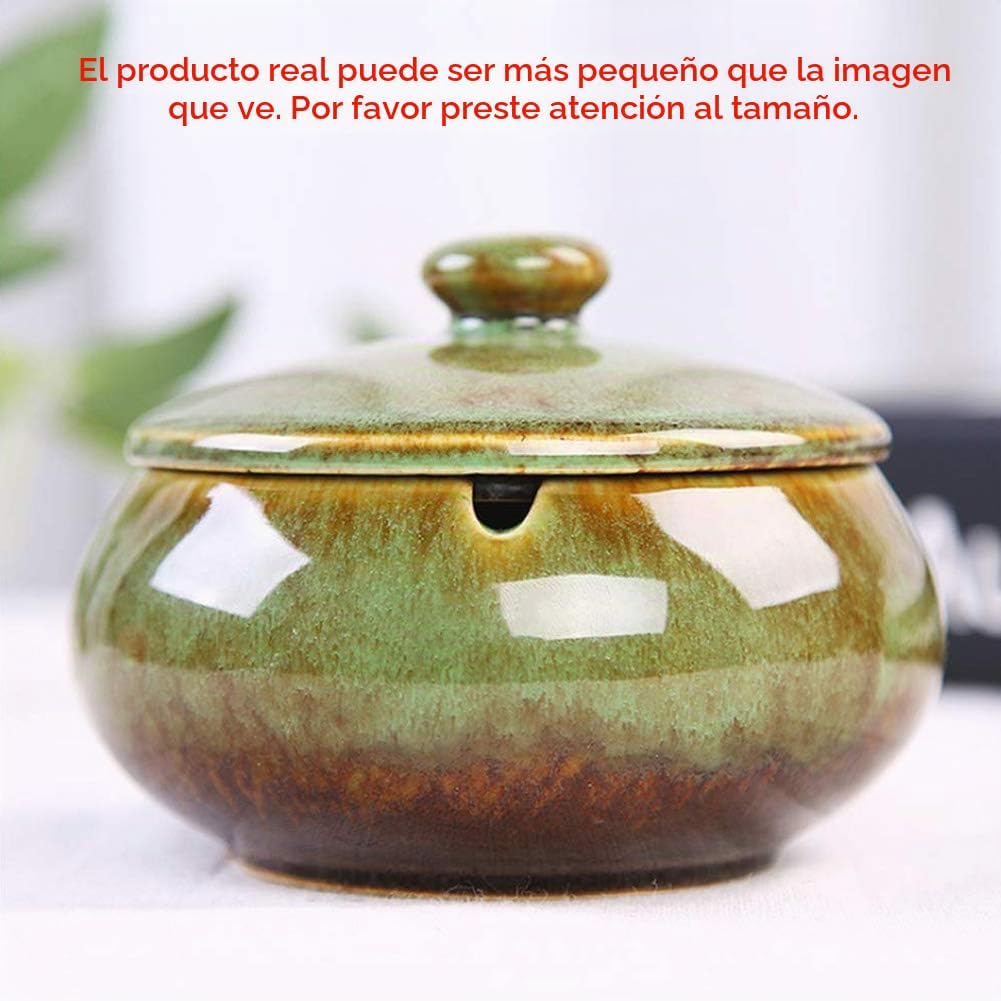 Lependor Cenicero de cerámica con tapas, a prueba de viento, para u...