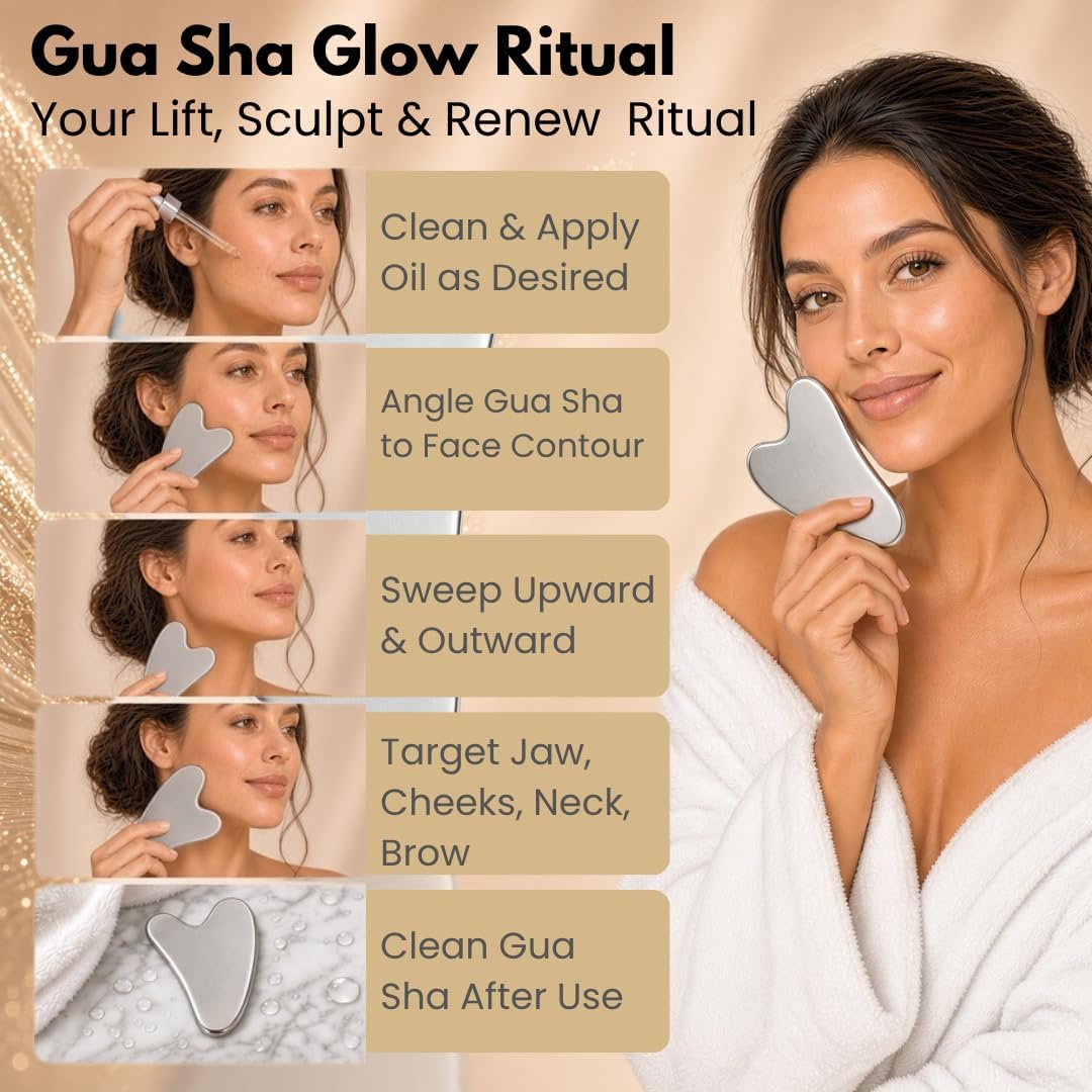 ICON Herramientas faciales Gua Sha de acero inoxidable – Herramient...