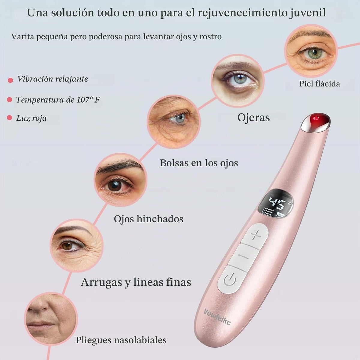 Vowleike Varita de levantamiento de ojos, 3 en 1 vibrante 98°F a 11...