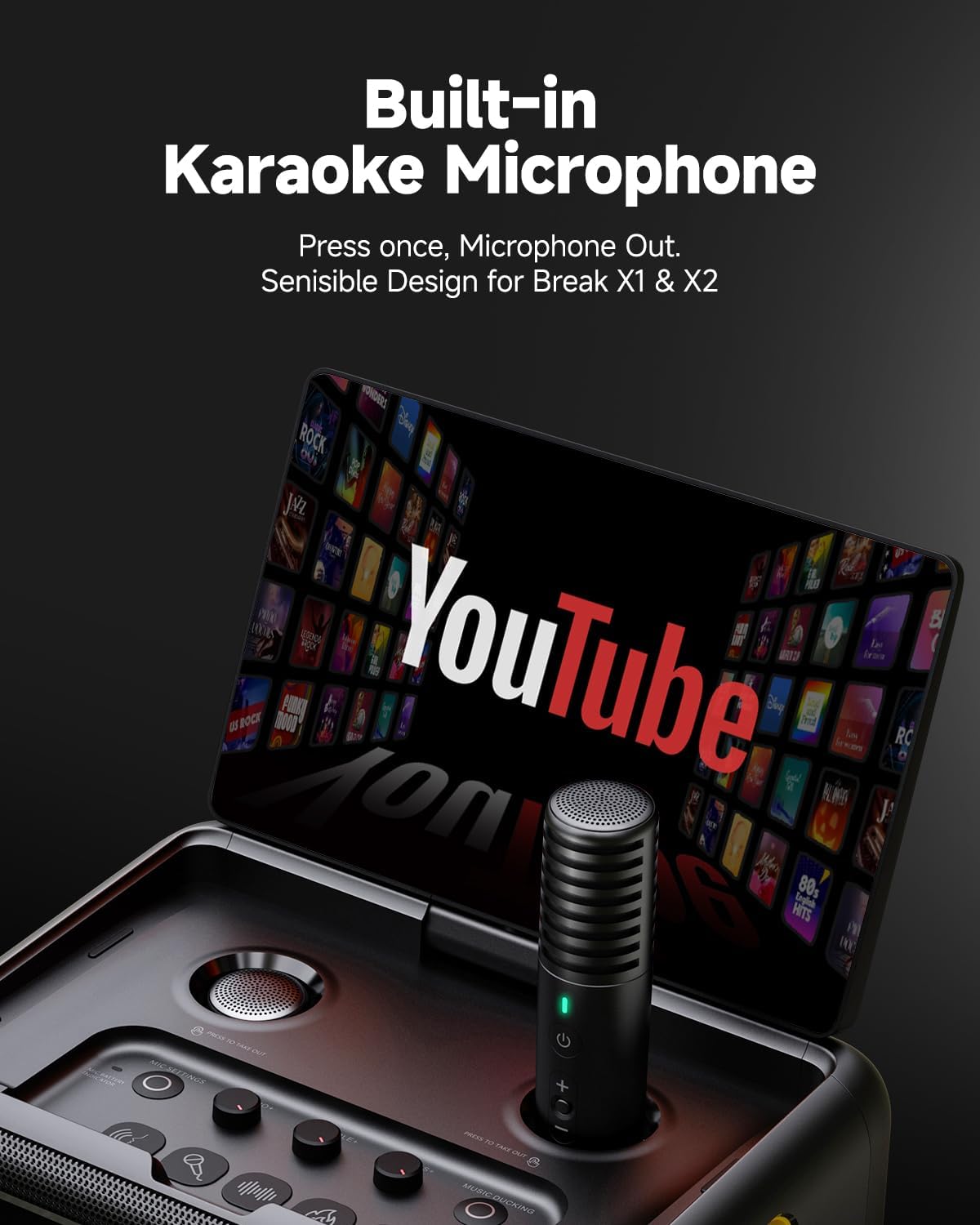 Ikarao Micrófono inalámbrico Bluetooth para máquina de karaoke Brea...