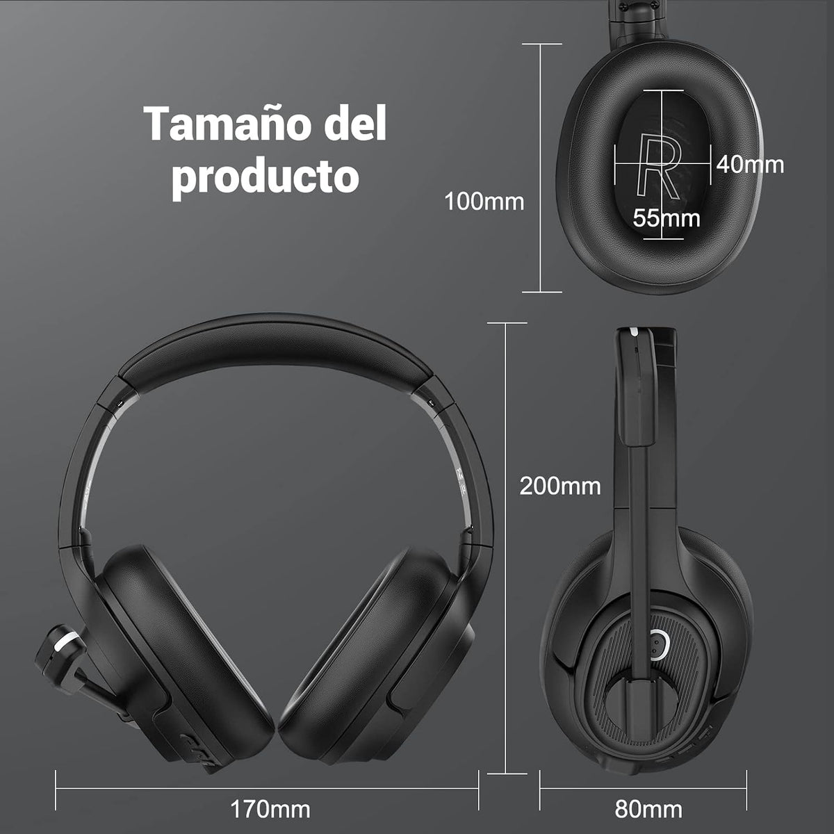 Auriculares Bluetooth para PC, auriculares inalámbricos para comput...