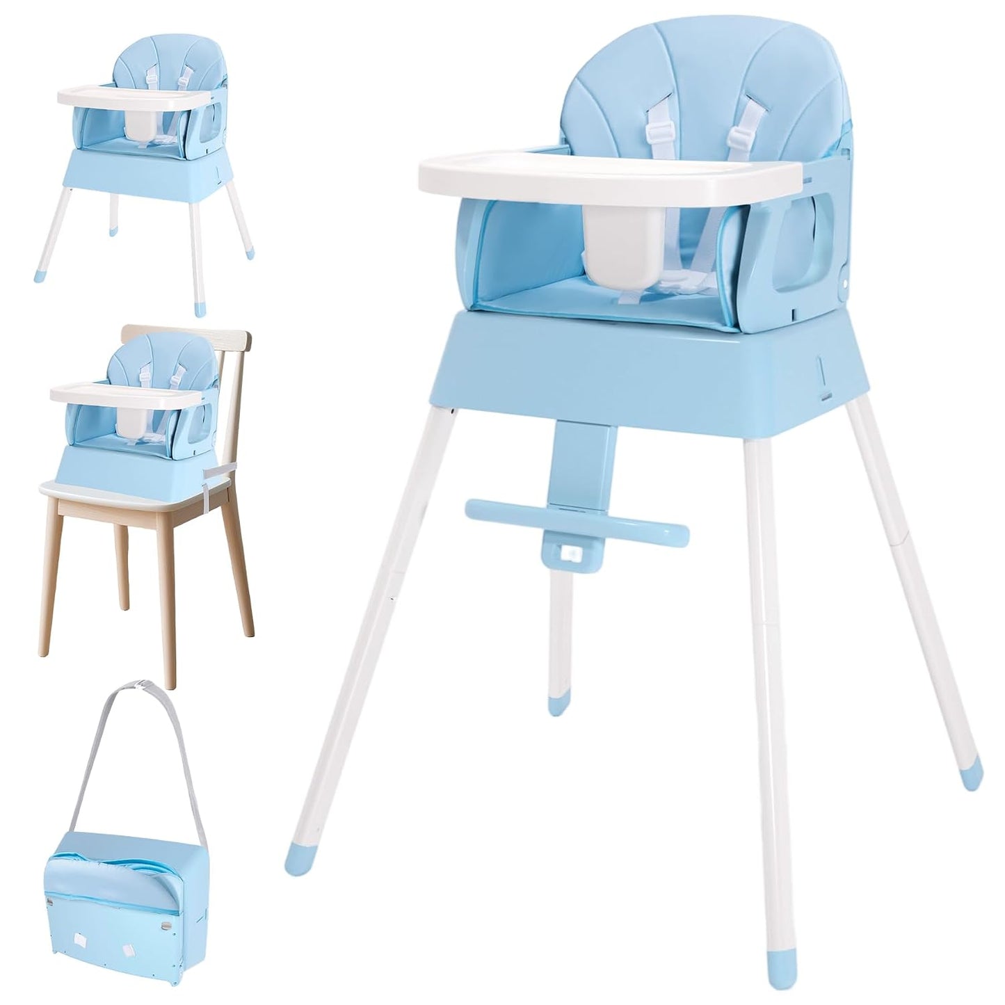 Silla alta portátil para bebé convertible 4 en 1 para bebés de 6 a...