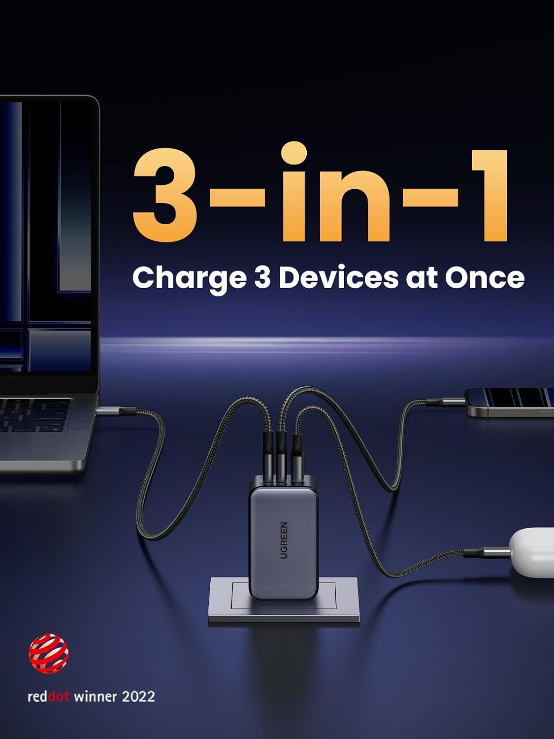 UGREEN Nexode Cargador de pared GaN USB C de 65W, adaptador de corr...