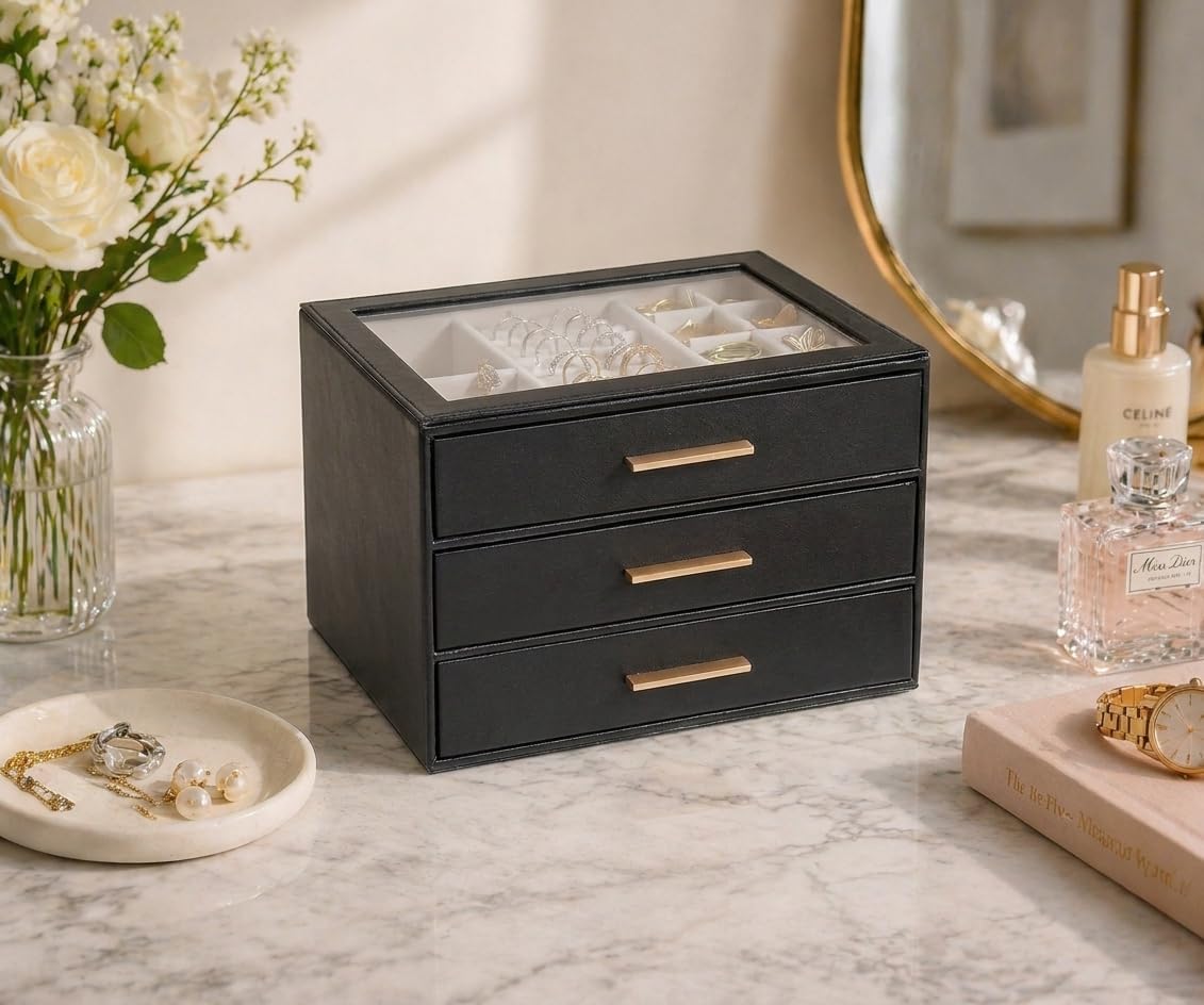 GUOER Caja de Joyas para Mujeres, Organizador de Joyas con Tapa de...
