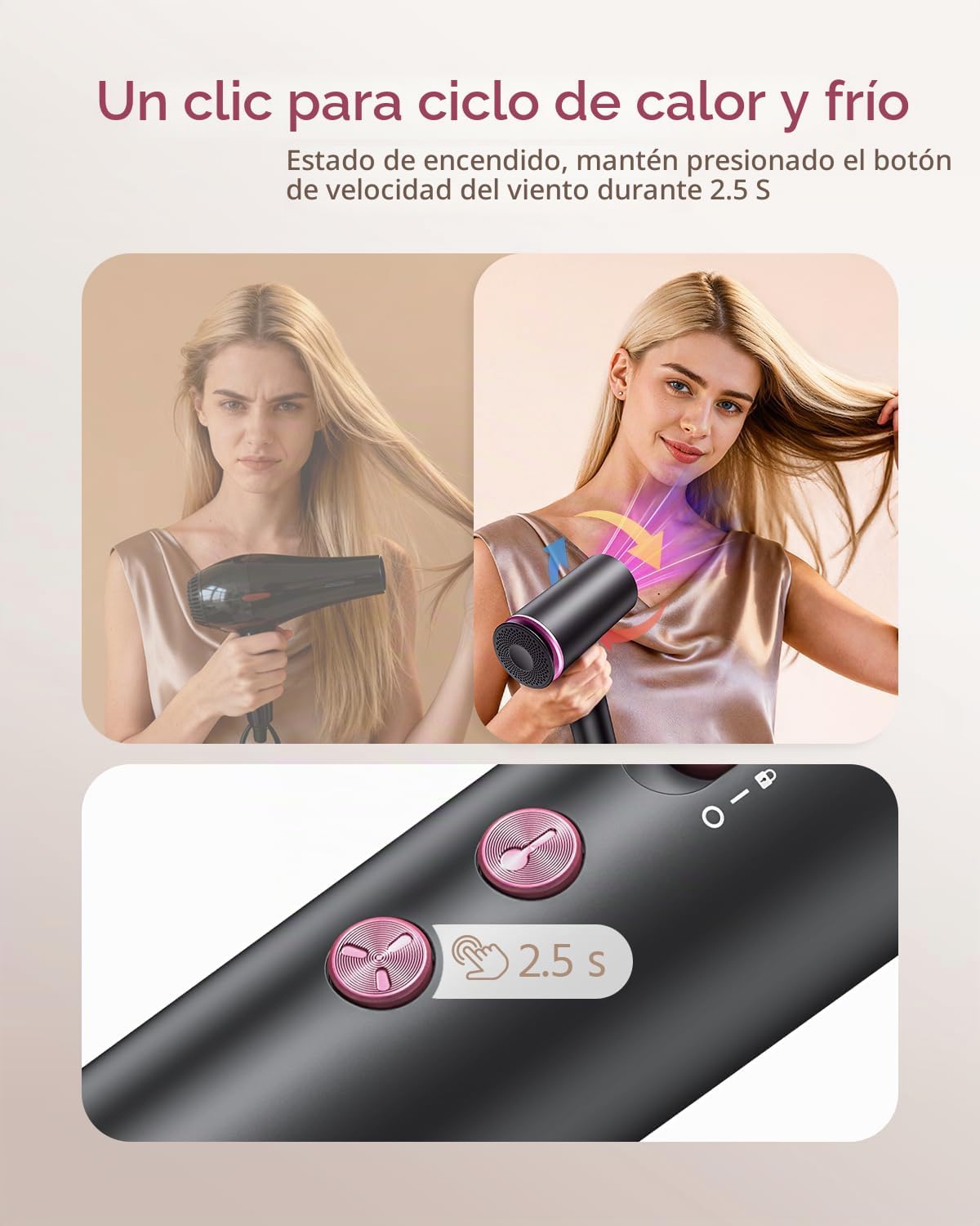 CrazyMar Secador de pelo, secadora de alta velocidad de 180000 RPM...