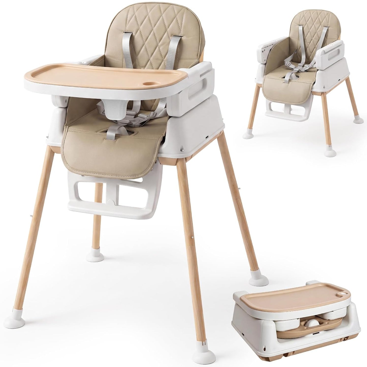Silla alta portátil 3 en 1 para bebés y niños pequeños, trona plega...