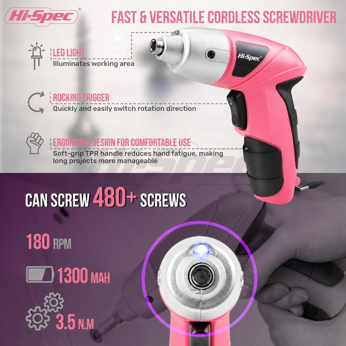 Hi-Spec Destornillador eléctrico inalámbrico de 3.6V y kit de herra...