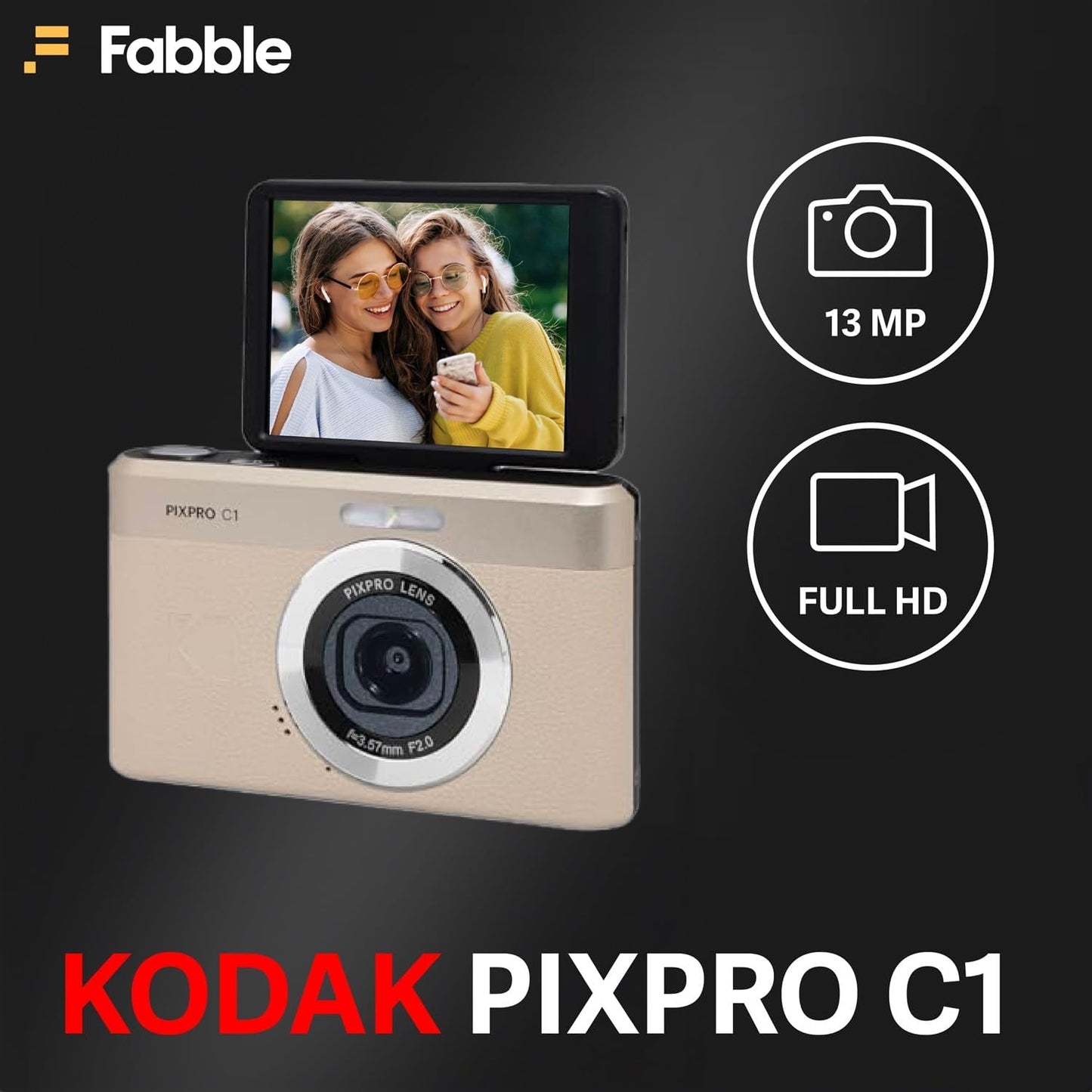 Kodak PIXPRO C1 Cámara Digital Compacta (Marrón Claro) Paquete con...