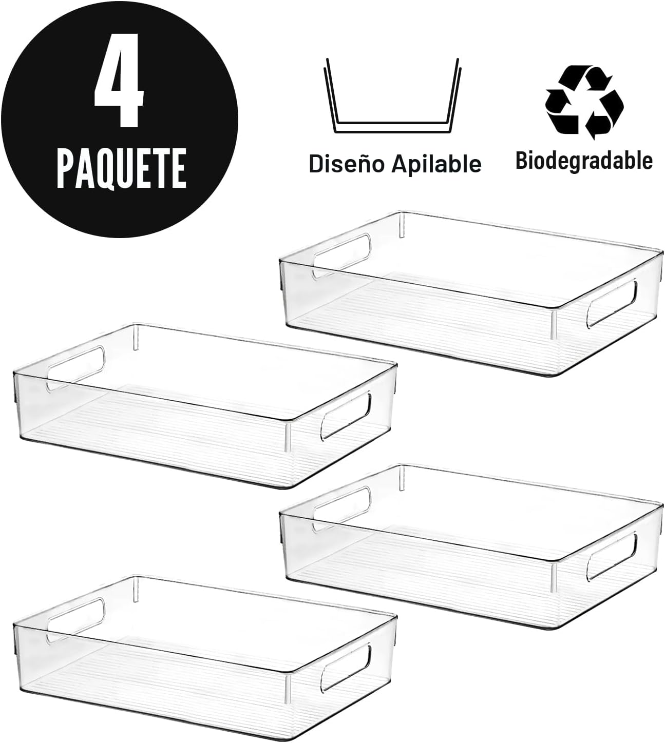 ShelfShaper Contenedores grandes de plástico transparente, organiza...