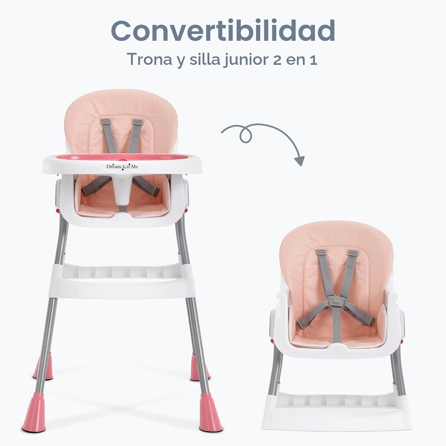 Dream On Me Silla alta portátil 2 en 1, silla alta convertible comp...