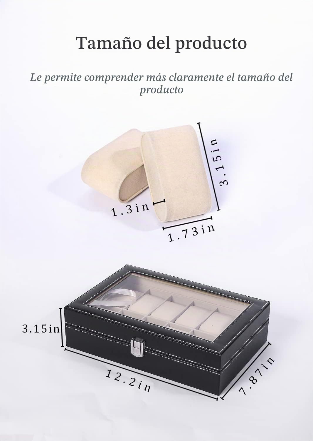 Ausalivan Vitrina de relojes para hombres, caja organizadora de rel...