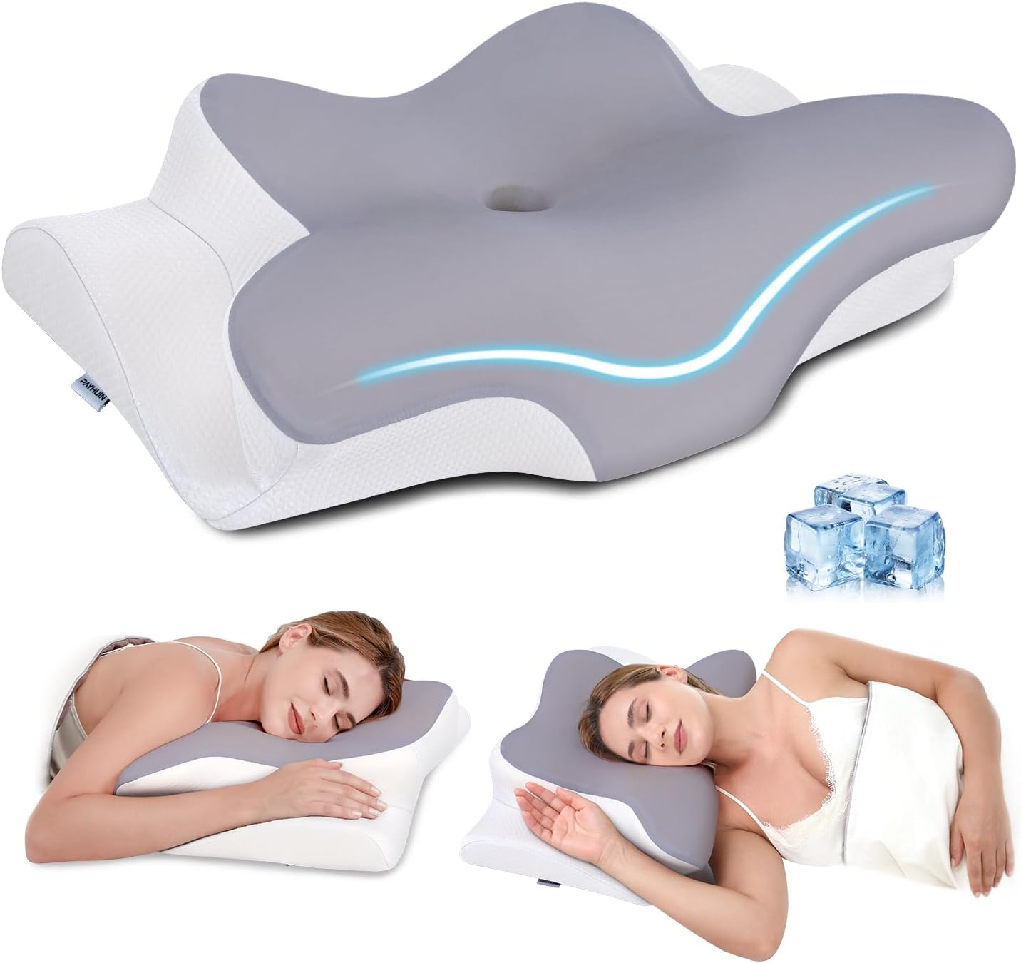 Missleep Almohada cervical para el cuello, almohada ergonómica de e...