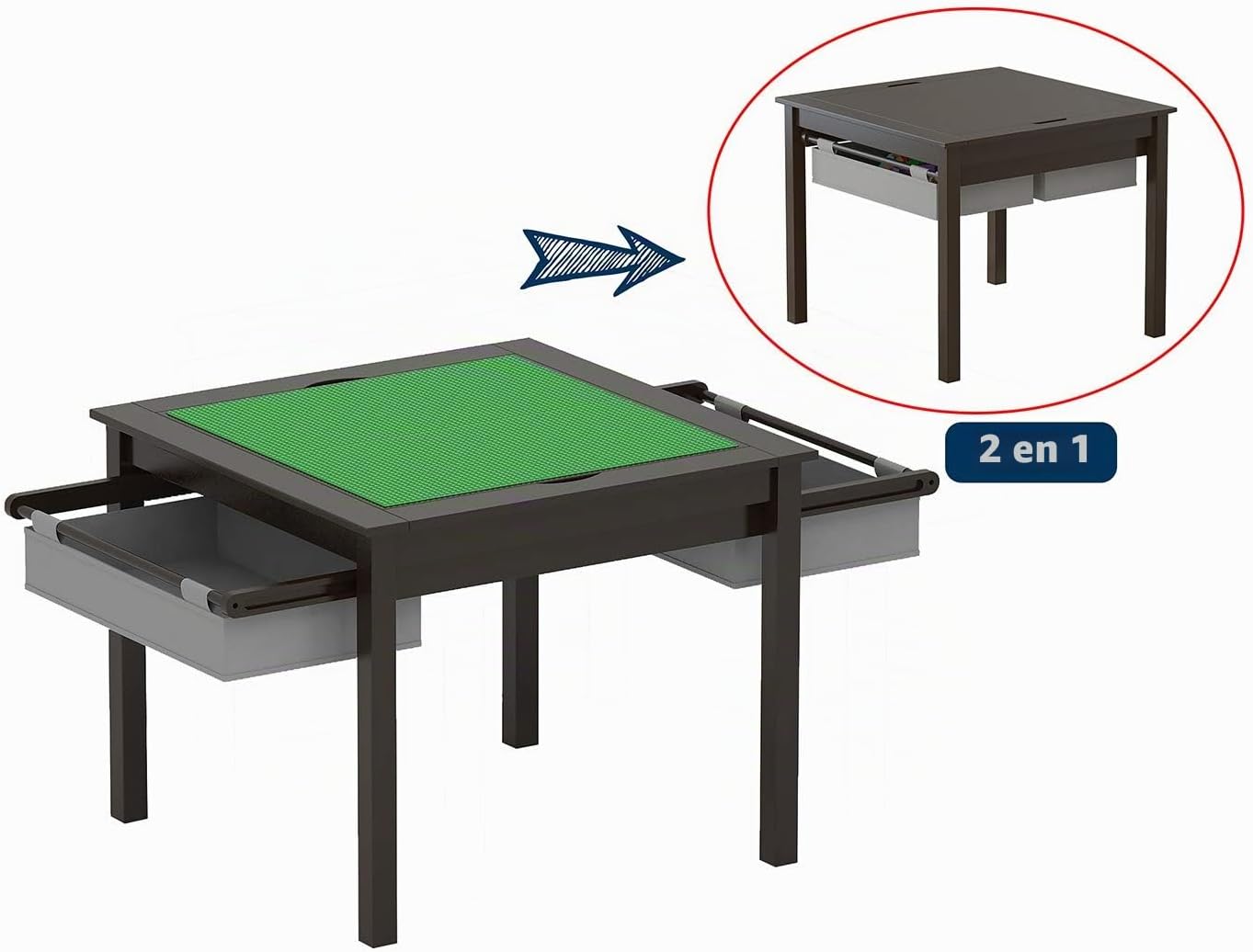UTEX Juego de mesa de construcción para niños 2 en 1 de madera con...