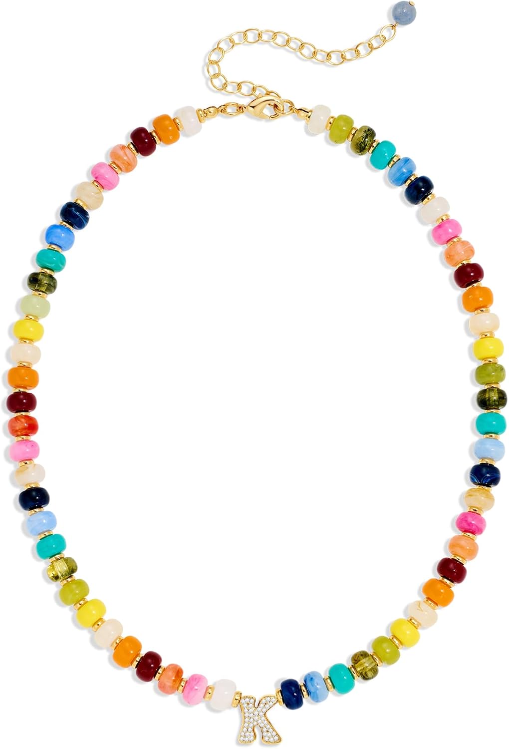 TENTMENTISE Collar con inicial de cuentas coloridas para mujer, col...